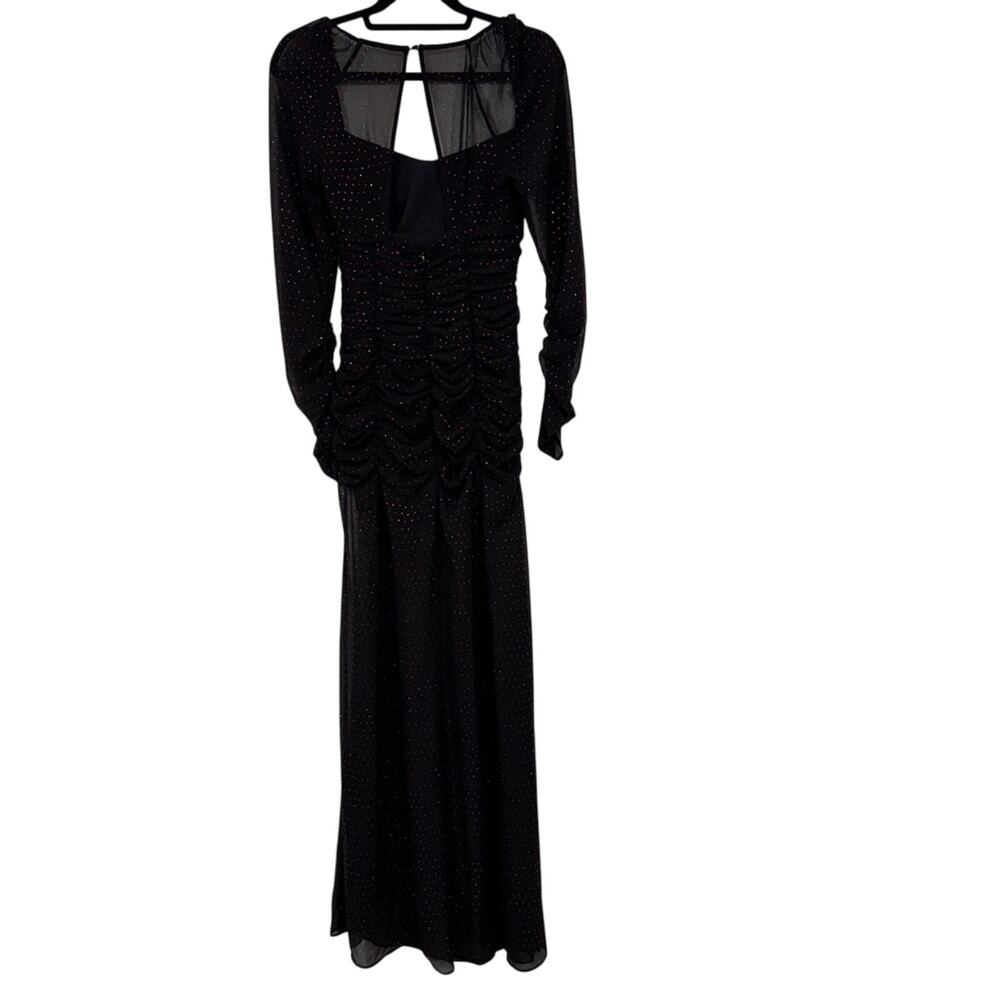 Dundas X Revolve Black Stardust Maxi Dress Womens XS Whimsigoth Sheer Ruched